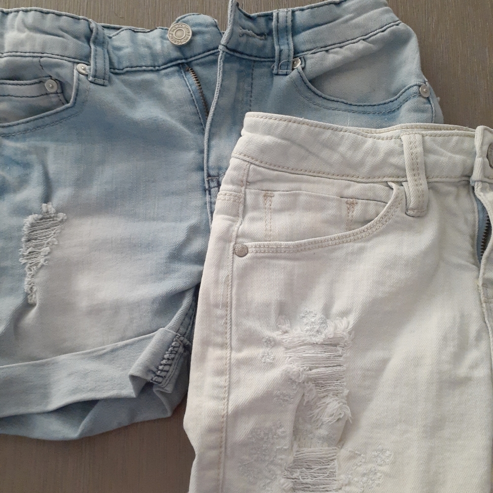 Set of 2 Girls Distressed Denim Shorts